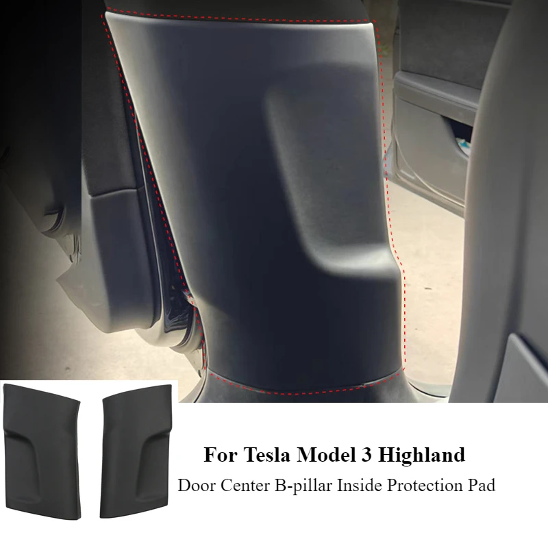 Door Center B-pillar Inside Protection Pad For Tesla Model 3 Highland 2024 2025 Door Frame TPE Guard Protection on Both Sides