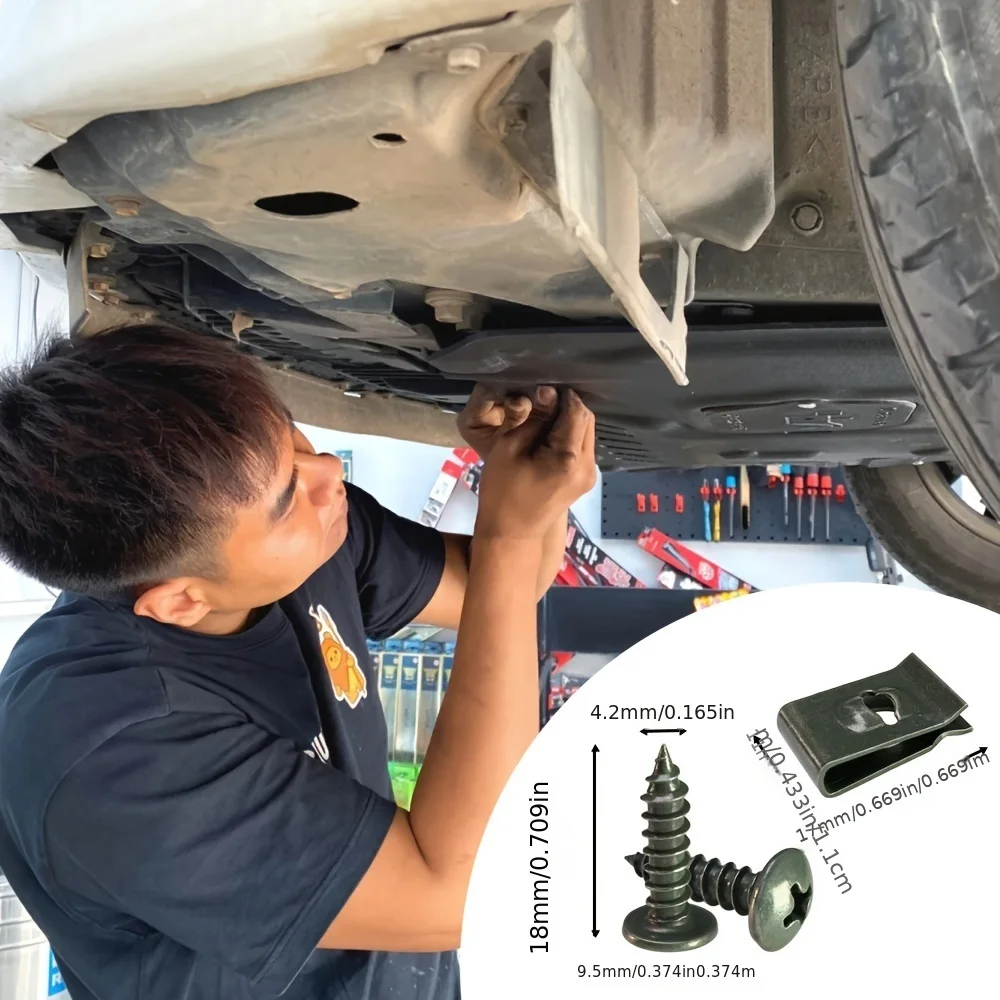U-förmiger Metall-Befestigungsclip für Autos – Schraubclip-Werkzeuge für Motorrad, Motorunterfahrschutz, Spritzschutz, Kotflügel, Stoßstange und Autozubehör Halterung Auto MetallBefestigungszubehör FahrzeugBlechschraub – Detail 9