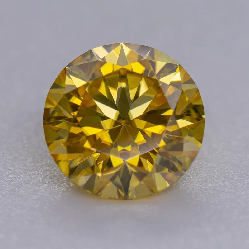 

Moissanite Stone Gemstone Golden Yellow Colour Round Cut Lab Created Diamond Advanced Jewelry Making Materials GRA Certificate