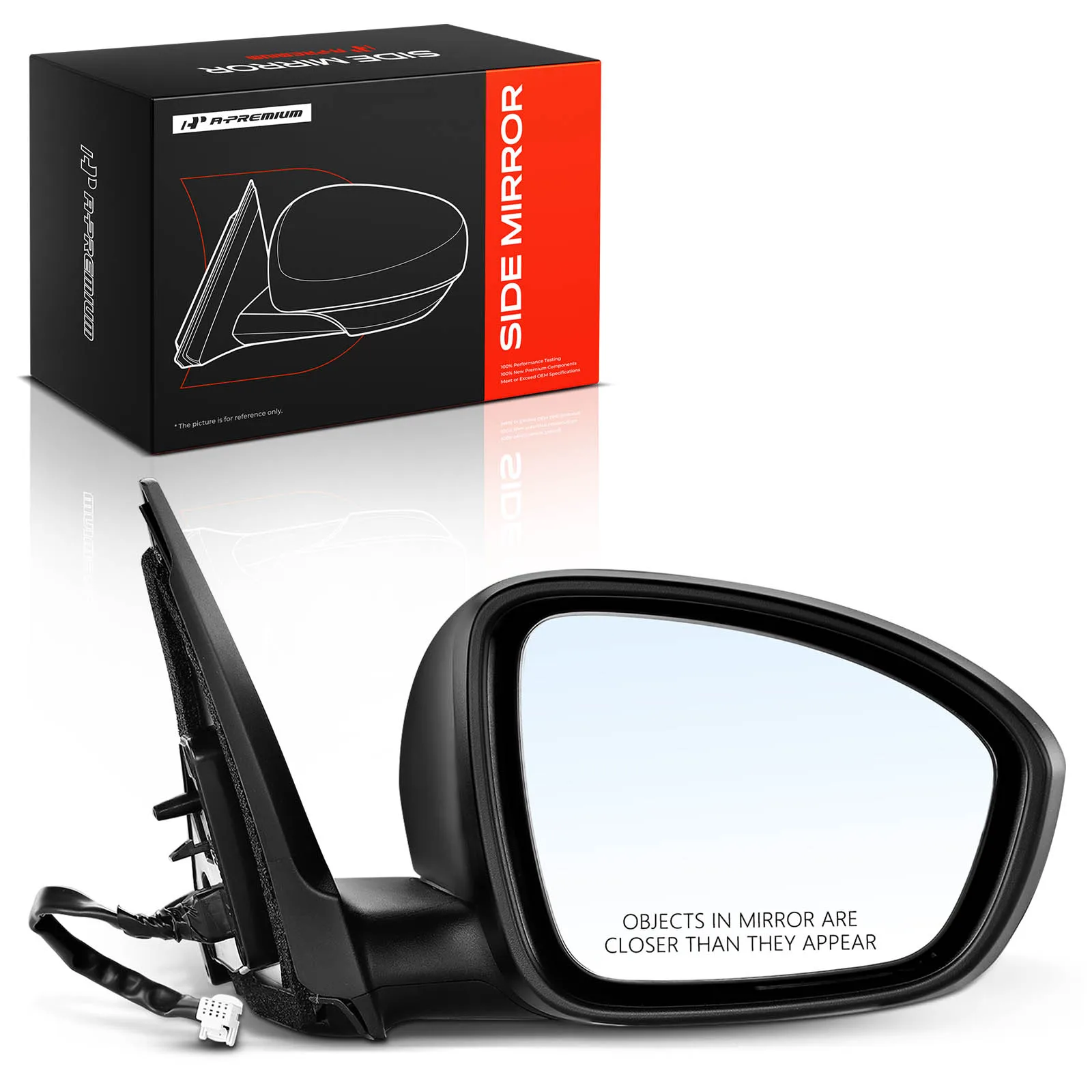 A-Premium Passenger Side Power Door Mirror for Nissan Sentra 2020-2022 Manual Folding Black