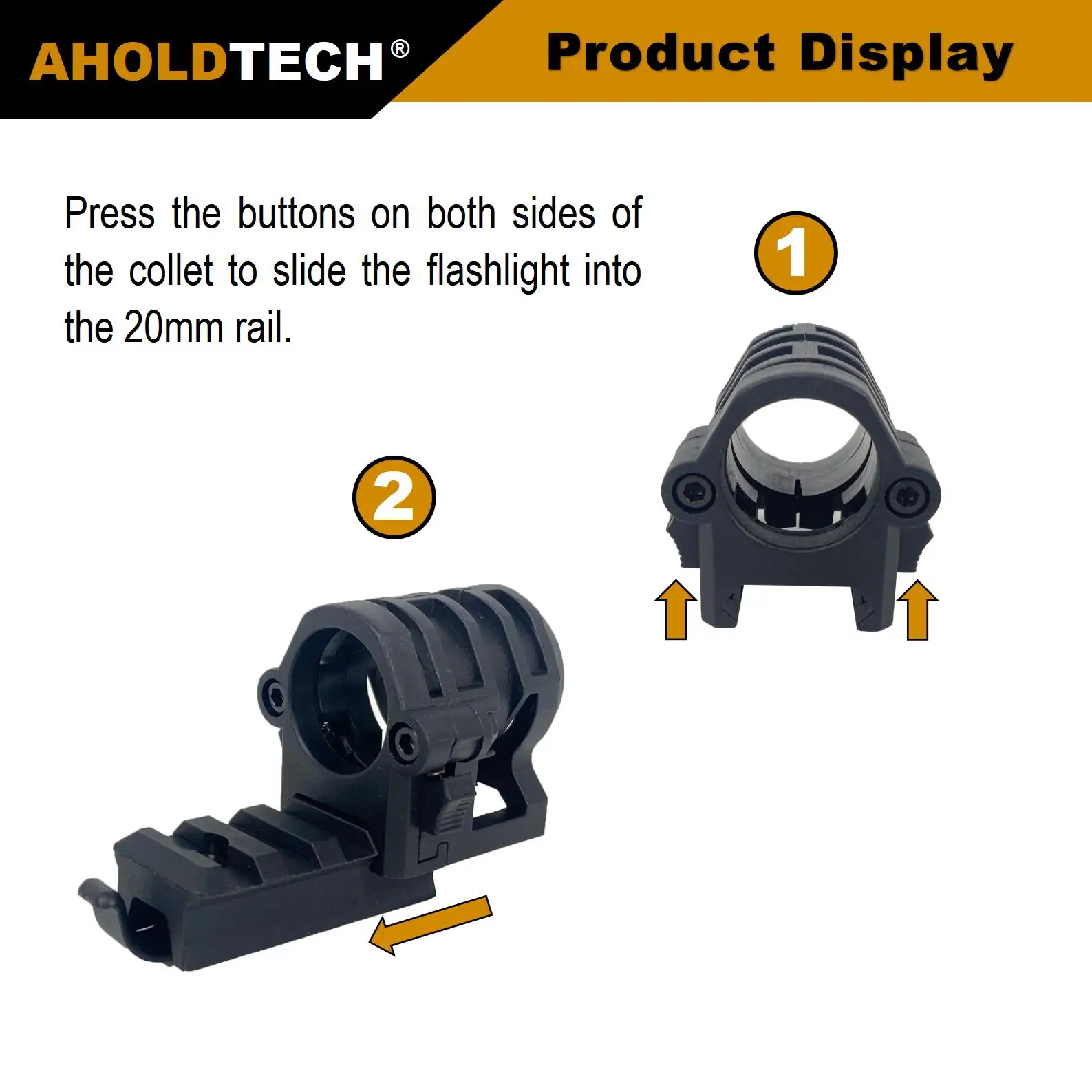 Aholdtech FA03 20mm Flashlight Holder Tactical Helmet Light Clamp Mounted On Fast Bulletproof Helmet Rail