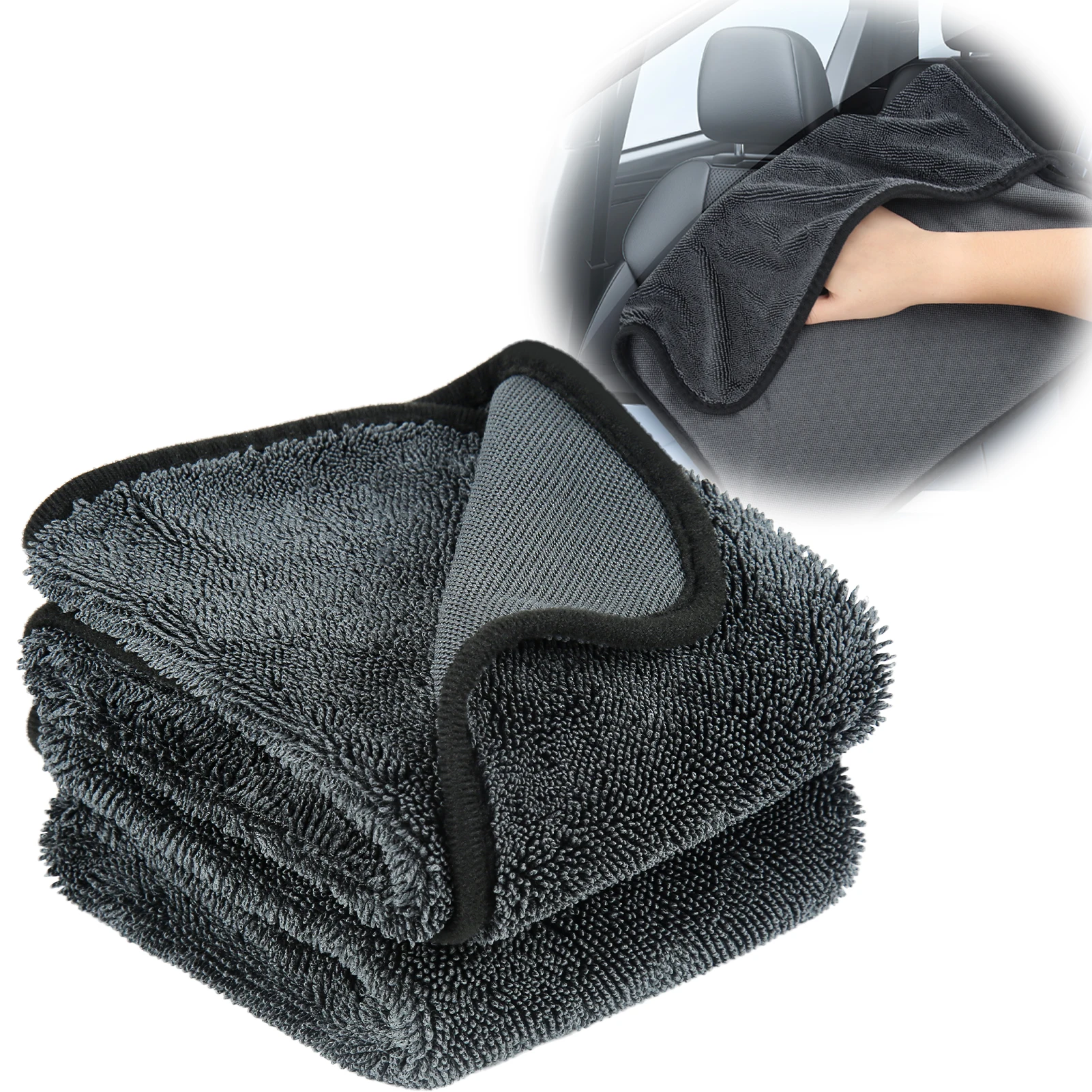 2PCS Microfiber Cleaning Cloths, 1400 GSM Absorbent Microfiber Cloths, Lint Free Polishing Cloths, Car Polishing Cloths