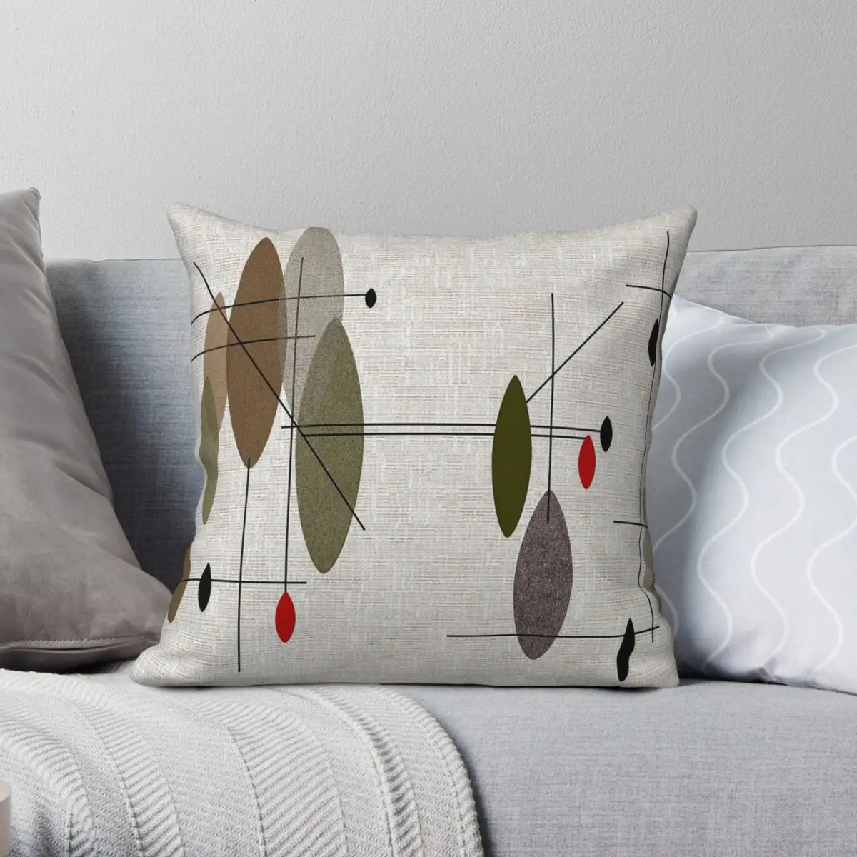 Mid-Century Modern Hanging Orbs Square Pillowcase Polyester Linen Velvet Creative Zip Decor Throw Pillow Case Bed Cushion Cover