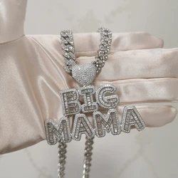 Collana con nome personalizzato con cuore zircone cubico lettere ghiacciate con collana a catena cubana per donna