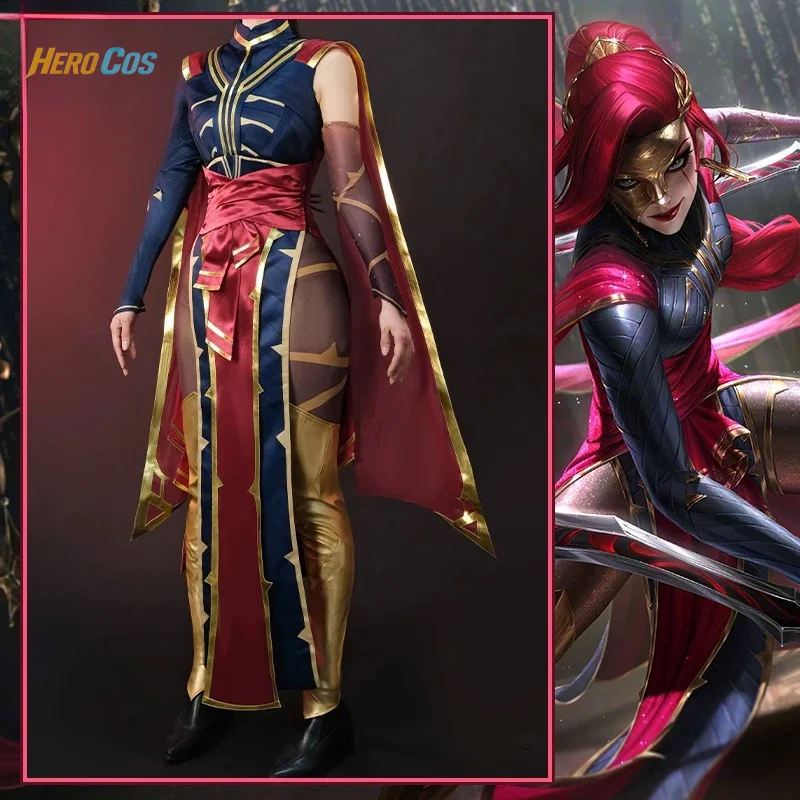 

LOL Katarina Cosplay Costume Prestige Masque of the Black Rose Sexy Dress Hallowmas Christmas Role Play Women HERO Cos