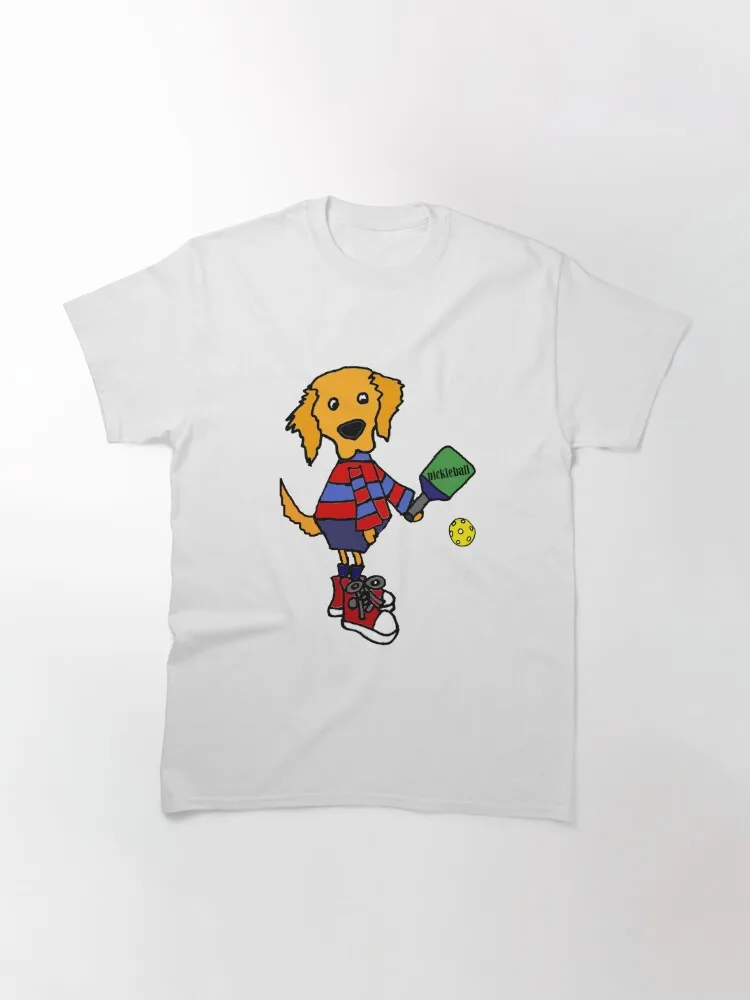 Funny Golden Retriever Dog Playing Pickleball Classic T-Shirt 100% Cotton Streetwear High Quality New Fashion Top Tees