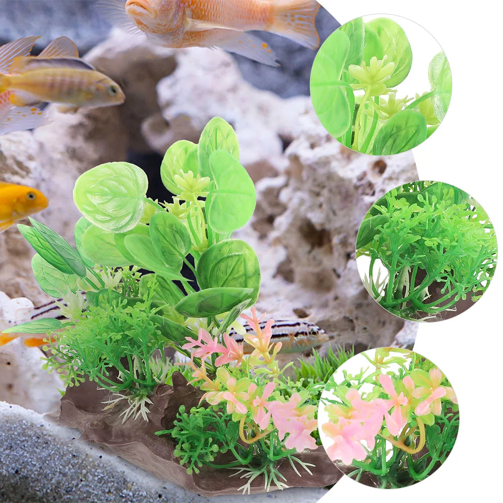 

2 Pcs Artificial Aquarium Grass Fake Plants Supplies Betta Fish for Decorations