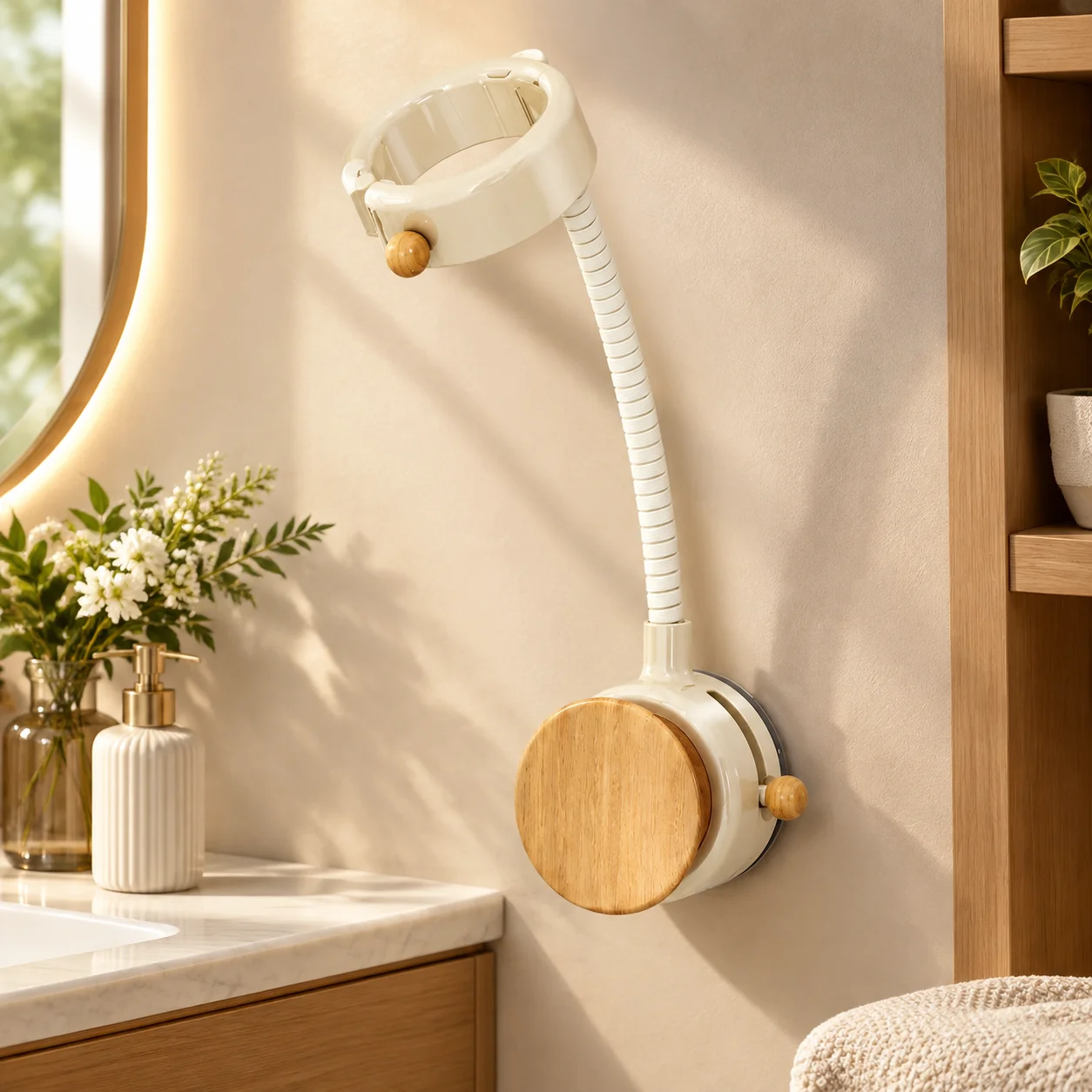 Rotatable Lazy Hair Dryer Holder Bathroom Non-punching Wall-Mounted Wind Duct Storage Rack Adjustable Hair Dryer Storage Rack