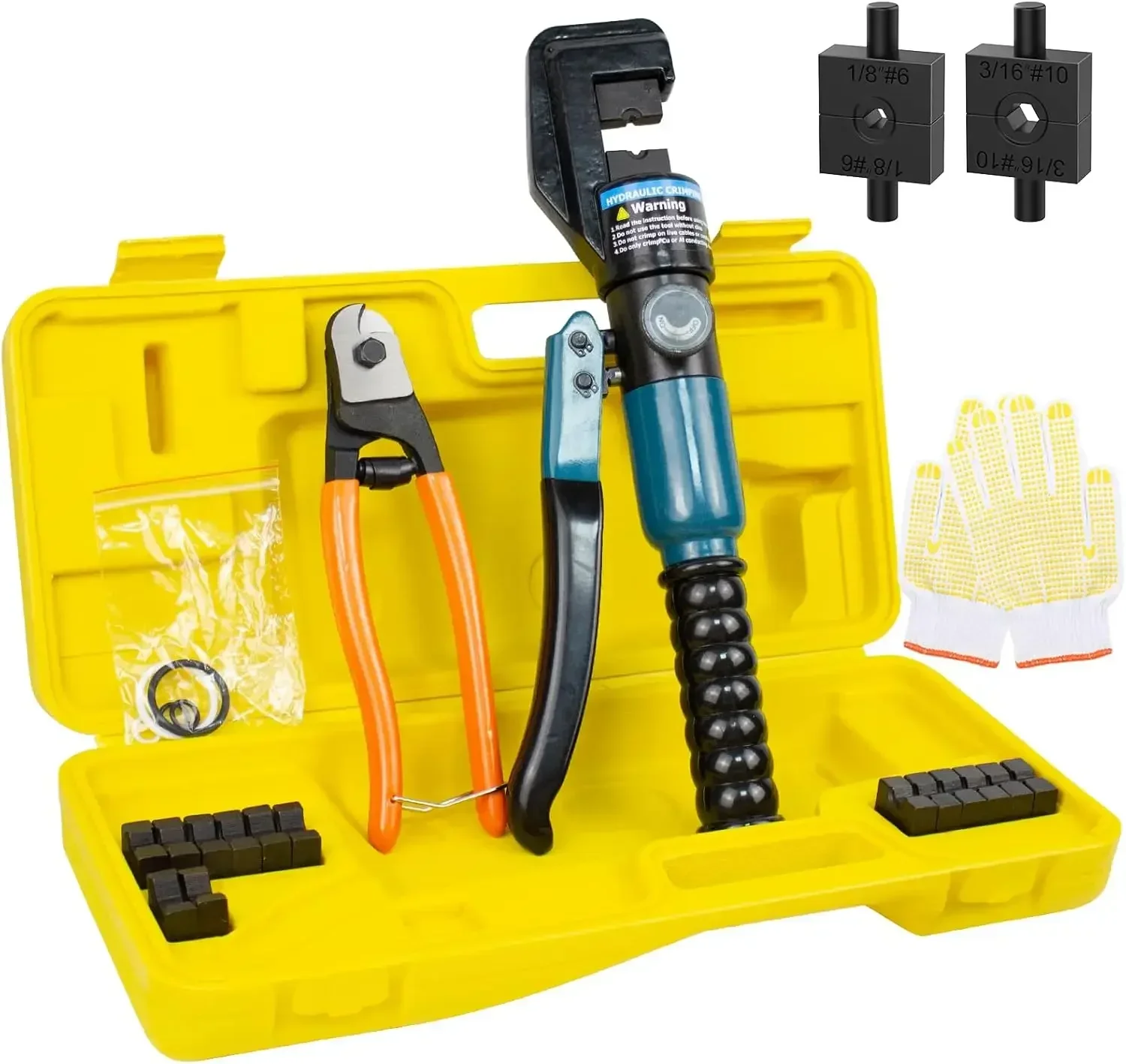 10 Ton Hydraulic Crimping Tool and Cable Cutter Hydraulic Wire Battery Cable Lug Terminal Crimper Crimping Tool with 11 Dies