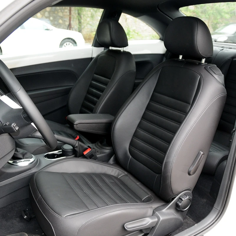Capa de assento de carro personalizada, 4 lugares, couro vegano à prova d'água para Volkswagen Beetle 2004-2019, acessórios interiores de carro