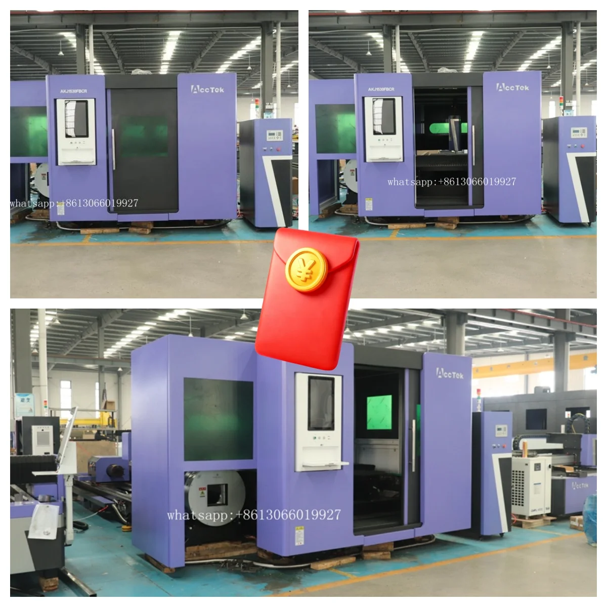 AccTek Low Price 6000W Laser Power Economical Fiber Laser Cutting Machin 3050mm*1550mm Laser Cutter 4th Rotary Tube Metal Cut
