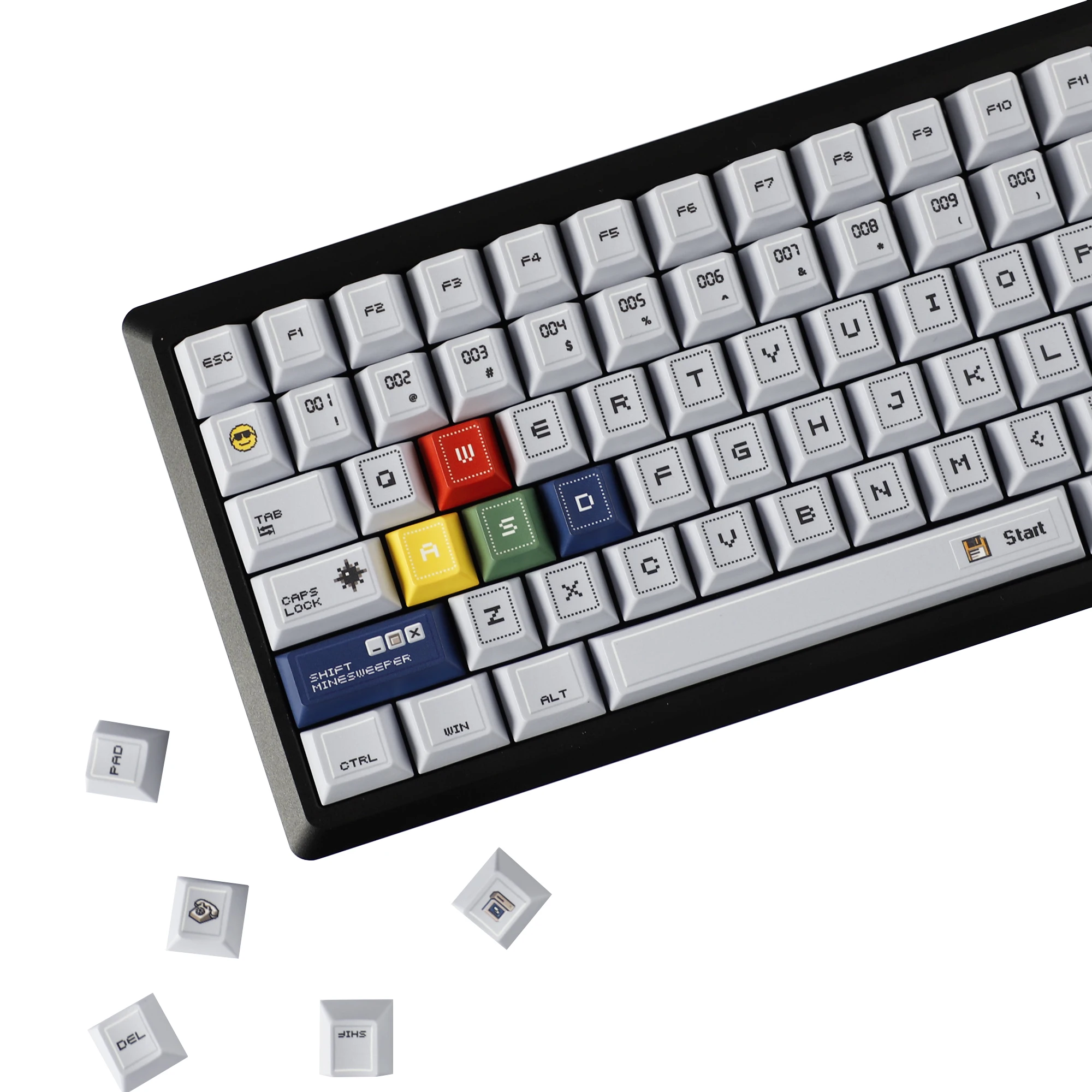 

143-клавишная колпачок Minesweeper с толстым PBT Cherry Profile, игровой стиль, Dye-Sub, подходит для переключателей MX, механическая клавиатура, разделенная
