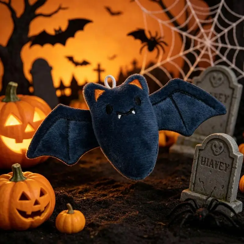 Halloween-Plüsch-Schlüsselanhänger für Damen, Kürbis, Geist, Fledermaus, Hexenhut, Trick or Treat, Cartoon-Taschenanhänger, Partygeschenke, Schlüsselanhänger-Accessoire – Detail 8