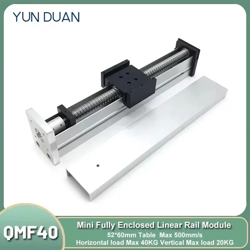 XYZ Axis Fully Enclosed Linear Rail Guide Stage Dust Cover Slide Table Linear Actuator 52mm Width Module Aluminum Sliding Table