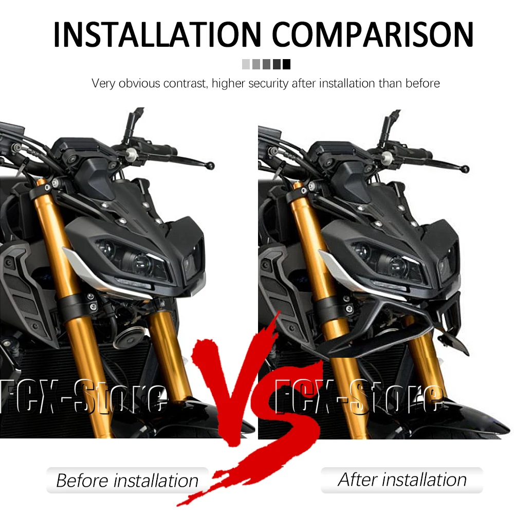 New Black Motorcycle Accessories Front Downforce Naked Frontal Spoilers For YAMAHA MT 09 MT-09 MT09 SP 2017 2018 2019 2020mt09