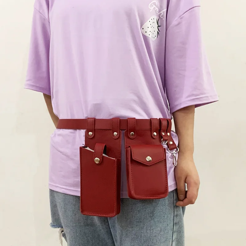 Zwei Stück Lokomotive Paket Neue Telefon Taschen Weibliche Umhängetasche Modische PU Gürtel Taille Tasche Trendy Umhängetasche – Detail 9