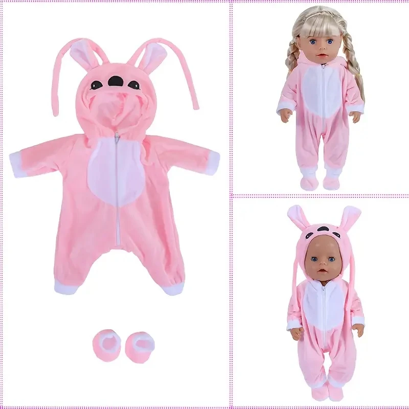 Tenues de poupée de 45cm pour poupées de 18 pouces, combinaisons pour bébé né, barboteuse mignonne, costume + chaussures, vêtements chauds sur une poupée, cadeau d'anniversaire pour bébé