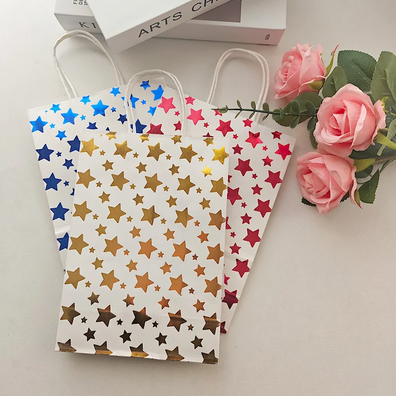 12/24/36PCS Bunte Stern Papiertüten Mehrfarbige Geschenkverpackung Weihnachtsfeiern Geburtstag Hochzeit Geschenkverpackung Handtaschen – Detail 2