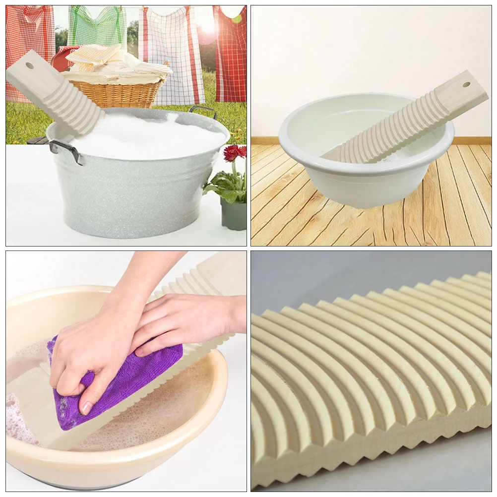 

1Pcs Clothes Wash Board Wooden Double-Sided Corrugated Heavy Durable Handheld Manual Laundry Room Clothes Cleaning