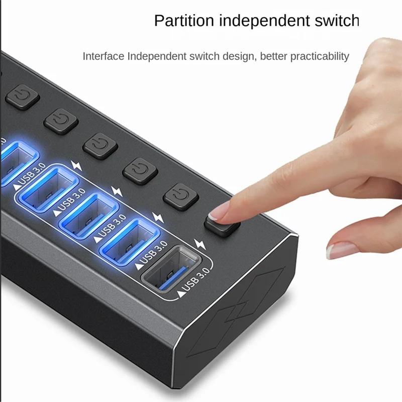 

Sensitive Powered USB 3.0 Hub USB Extension Data Splitter & Power Hub Fit For Laptop And Printer US Plug