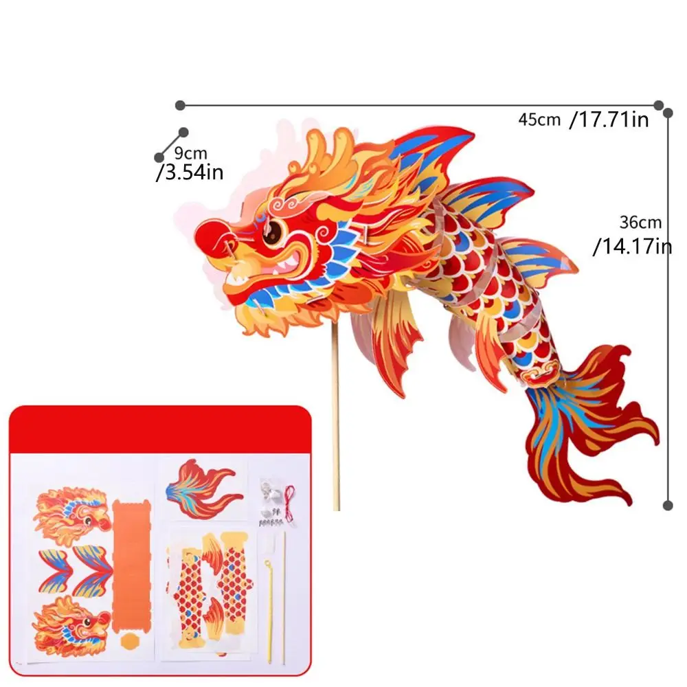 Handmade Dragon Year Handheld Lantern Handheld Projection New Year Lantern DIY Glowing Ao Fish