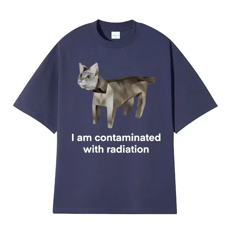J'ai été contaminé par des chemises de mémoire de chat intéressantes, t-shirts décontractés à la mode humoristique, t-shirts à manches courtes larges