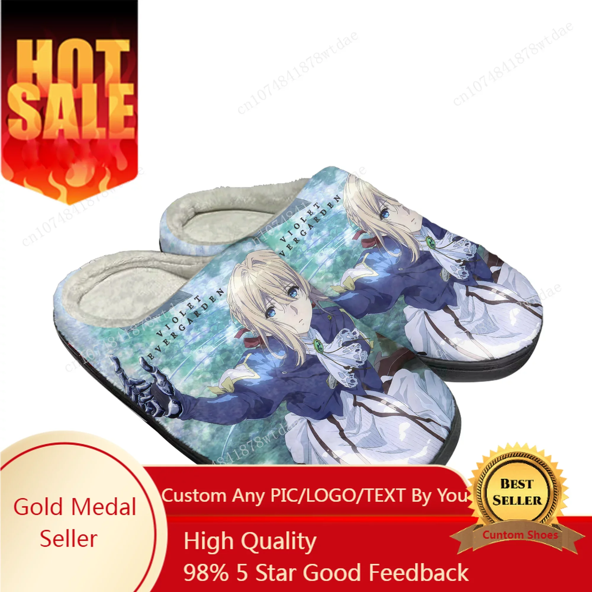 

Violet Evergarden Home Cotton Slippers Mens Womens Plush Bedroom Casual Keep Warm Shoes Anime Custom Thermal Indoor Slipper