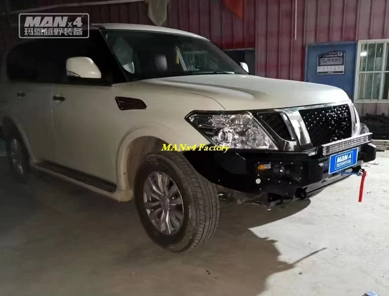 4X4 Off-Road Heavy Duty Steel Front Bumper Bull Bar with Winch Mount for Nissan Patrol Y62 2010-2019 view 4
