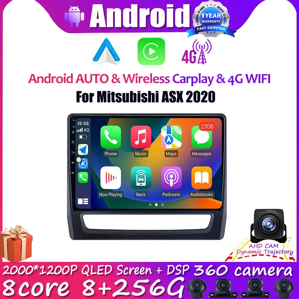 

Autoradio Car Radio Multimedia Video Car Stereo Player Navigation GPS With WIFI BT CarPlay For Mitsubishi ASX 2020 Android 14