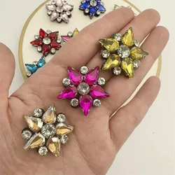 20PCS Hot Sell Handmade sew on applique embroidery crystal flower patches for clothing DIY