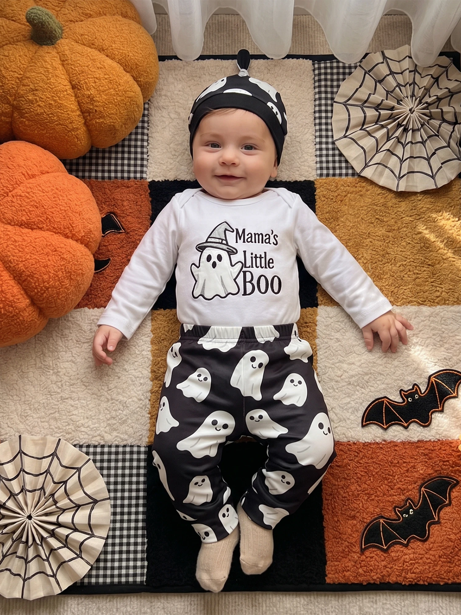 Romper Fall Outfits Long Boys Fall Boys Fall Outfits Bat Bat Pumpkin Print Outfits Romper Fall Outfits Long
