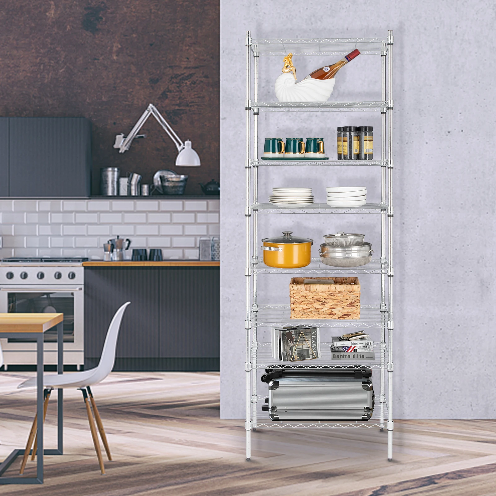 

8-Tier Wire Shelving Unit Adjustable Steel Wire Rack Chrome