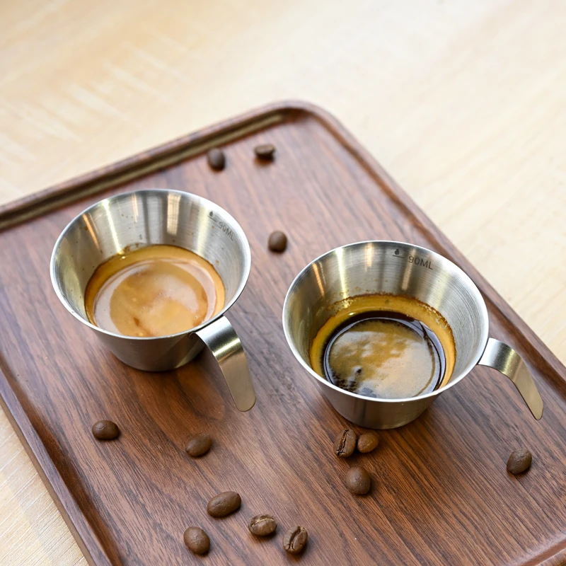 CAFEDE KONA SUS304 Espresso Shot Cup With 30ml/90ml Scale, Coffee Measuring Pitcher For Espresso Extraction, Barista Tool