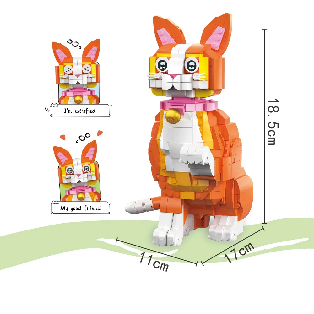 Orange and Black Adorable Cat Mini Model Building Blocks Expressive Faces Options for Kid Toys Pet Fans Style Bricks Party Gifts