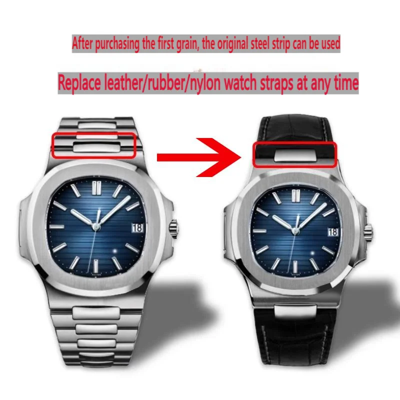 Conector de acero inoxidable, enlace final de 12,5mm para PATEK PHILIPPE PP 5711 5712G 5980, correa de goma/cuero, adaptador de Metal NAUTILUS para hombres