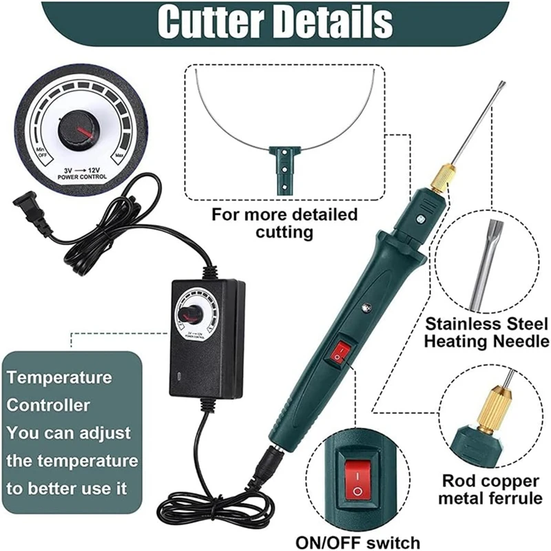 AT35 Hot Wire Foam Cutter Kit With Temperature Controller,100-240V/24W Electric Cutting For Art Craft EVA Foam Carving