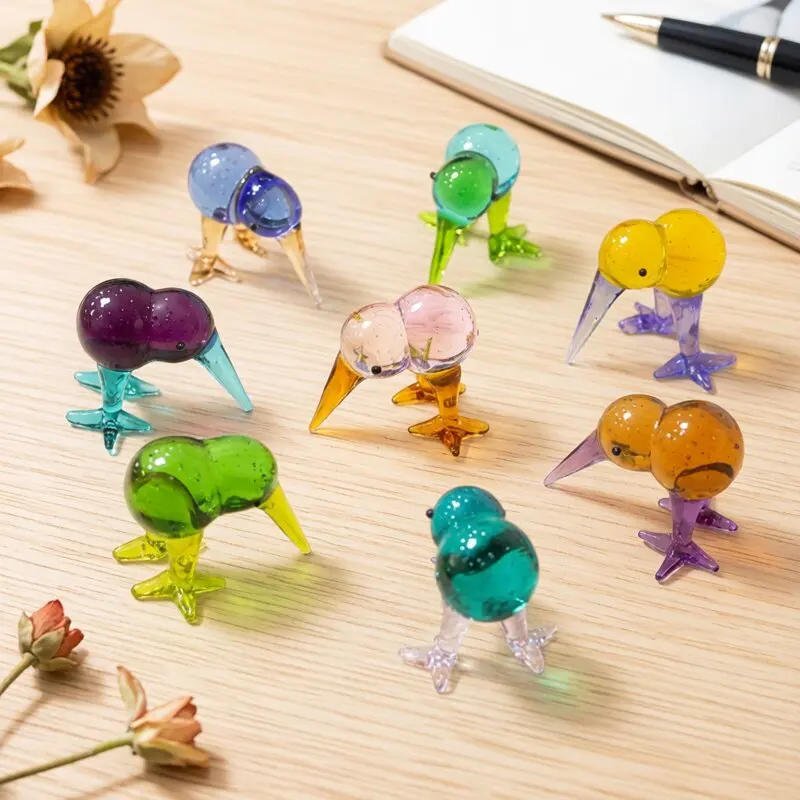 

Different Styles Cute Kiwi Bird Miniature Figurine Glass Ornament Creative Home Living Room Tabletop Fairy Garden Decor Supplies