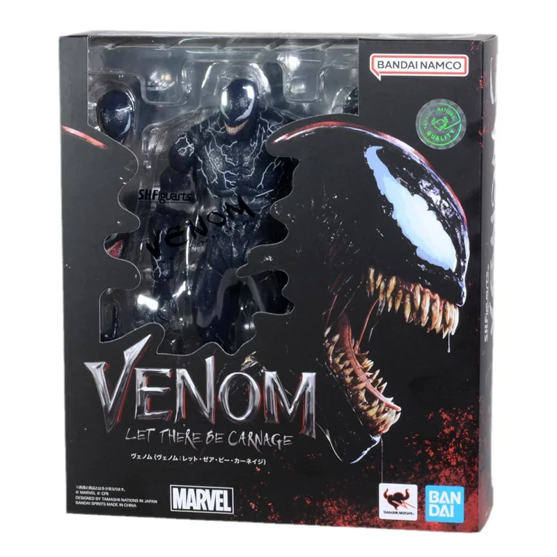 Spot Direct Delivery Bandai Original Venom 2: Let There Be Carnage Anime Figure SHF Venom Action Figure Toys for Kids Gift