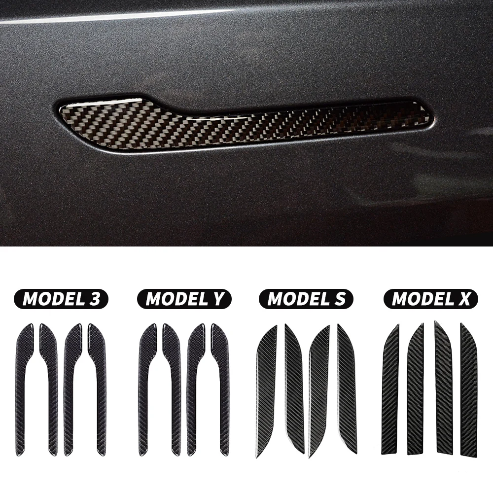 Carbon fibre 4Pcs Car Door Handle For Tesla Model 3 17-22 For Tesla Model Y 22-23 For Tesla Model S 16-20 For Tesla Model X17-19