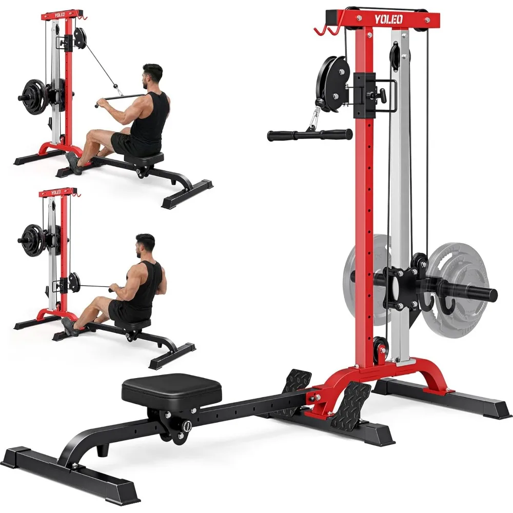 Dual Function Row and Lat Pulldown Home Gym with High Low Pulley System 450 Lbs Capacity