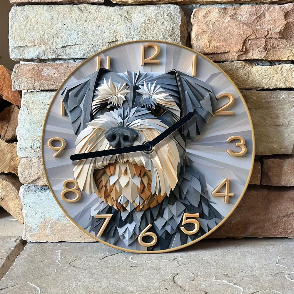 

1pc Schnauzer Dog Design Silent Wall Clock - DIY Assembly, Aluminum, High-Definition 2D Print, Wall Decor Gift A335