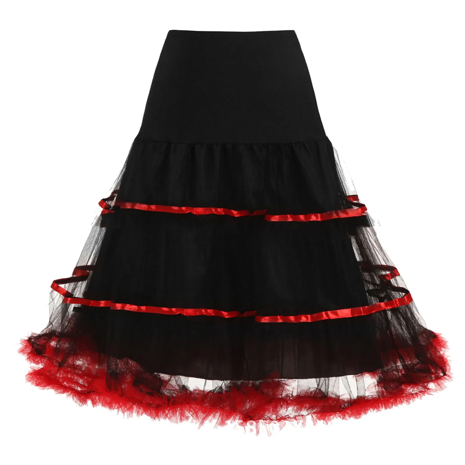 

New Underskirt Elastic Waist Medium Long Multi-Layer Mesh Color Block Puffy Tutu Skirt Fashionable Half Bodies Ladies Skirts