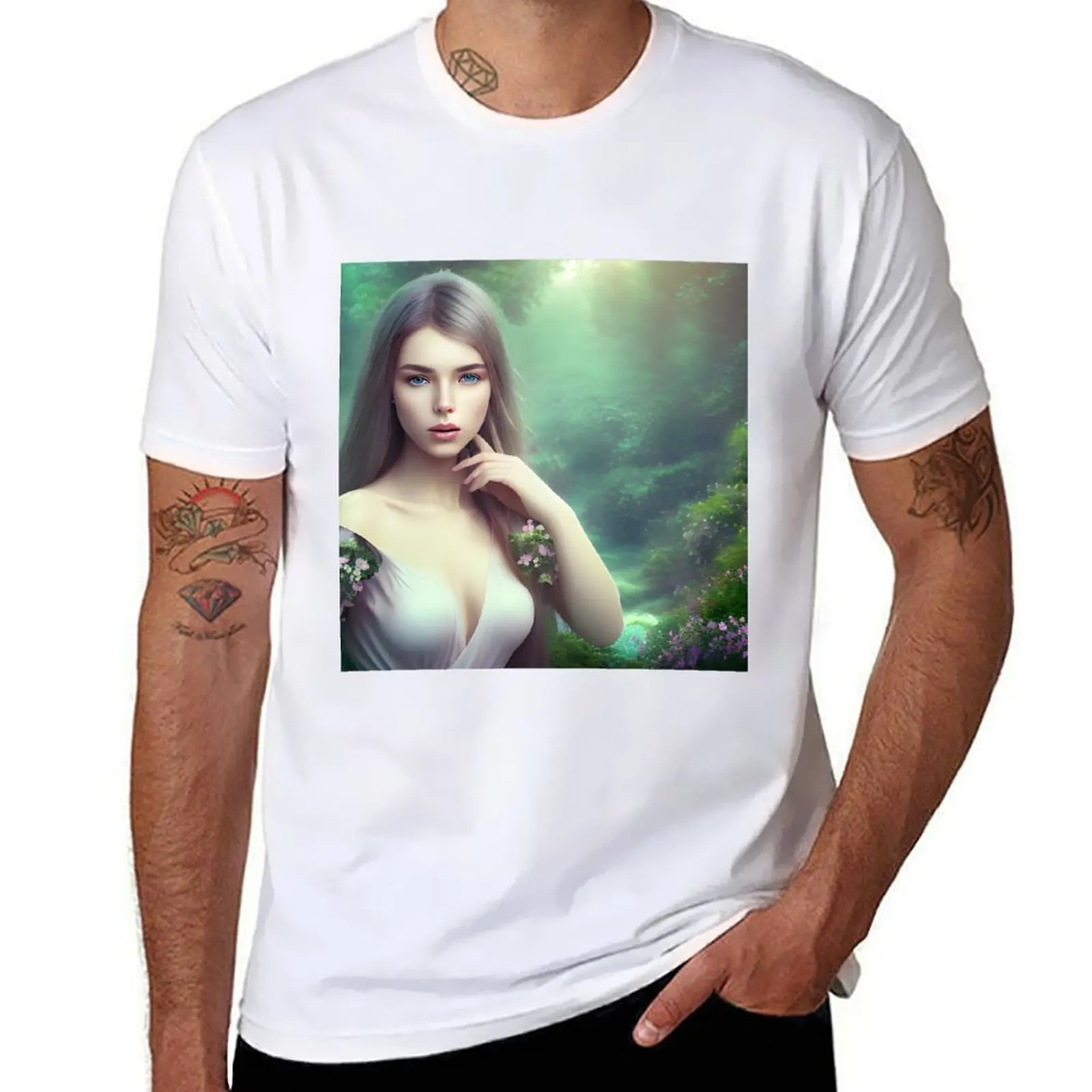 

Fascinating Woman In A Beautiful Garden T-Shirt cotton t shirt man t shirt personalised T-Shirt