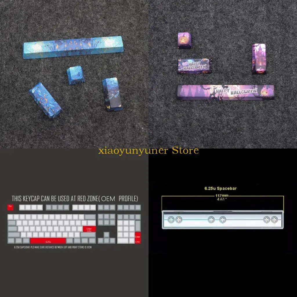 P9JB 4PCS Mechanical Keyboards Keycaps, OEM Height Sublimated PBT Aesthetic Theme