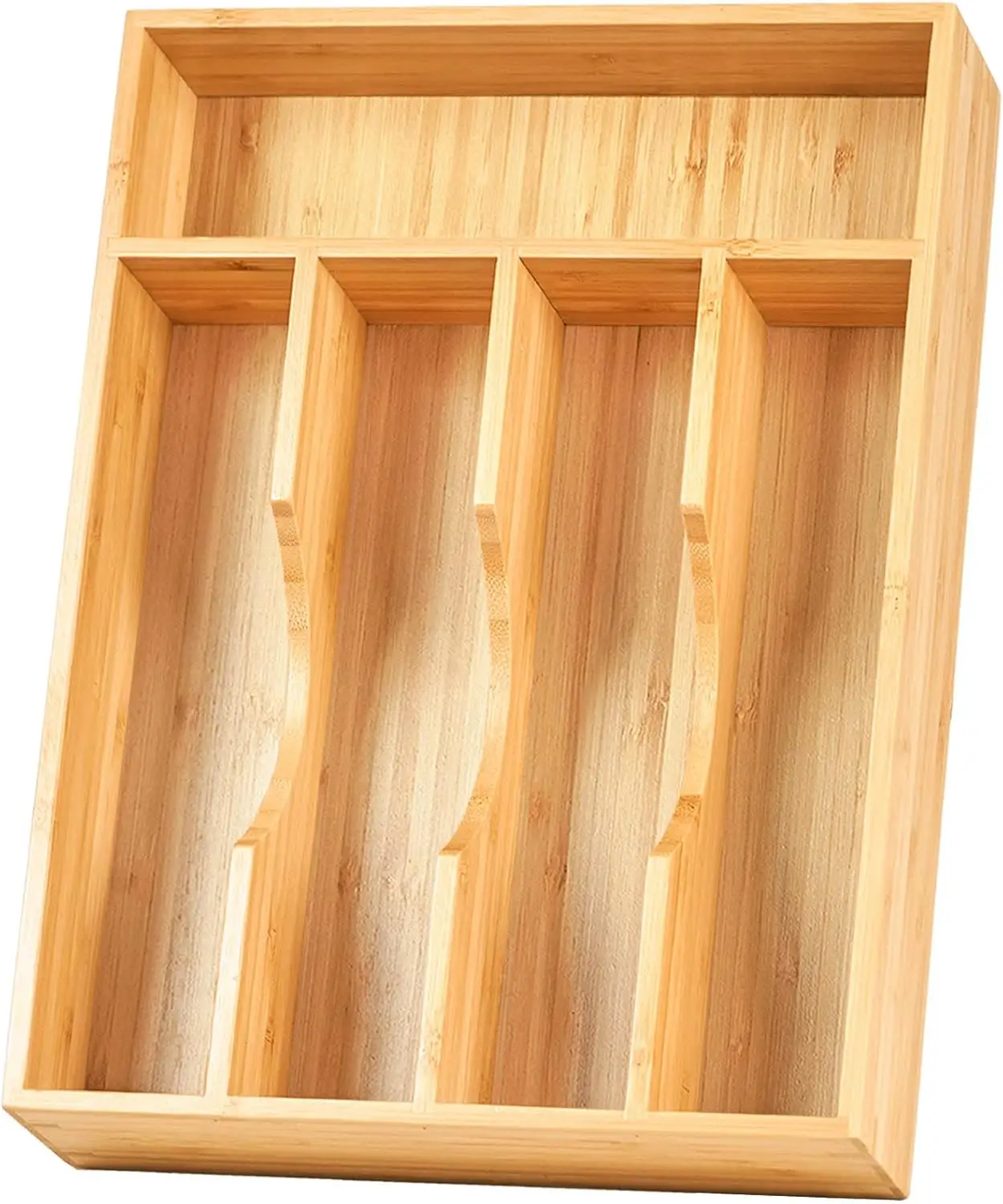 

Bamboo Kitchen Drawer Organizer, 9 Inch Silverware Utensils Tray Holder for Small Drawer, Wood Caddy