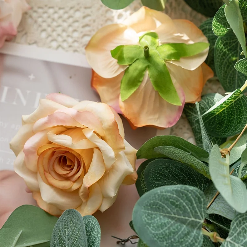 Tête de Roses en fausses fleurs 3D réalistes, pour la maison et le restaurant, décor de bureau, tissu en soie, fausse fleur pour la décoration de Festival d'activité