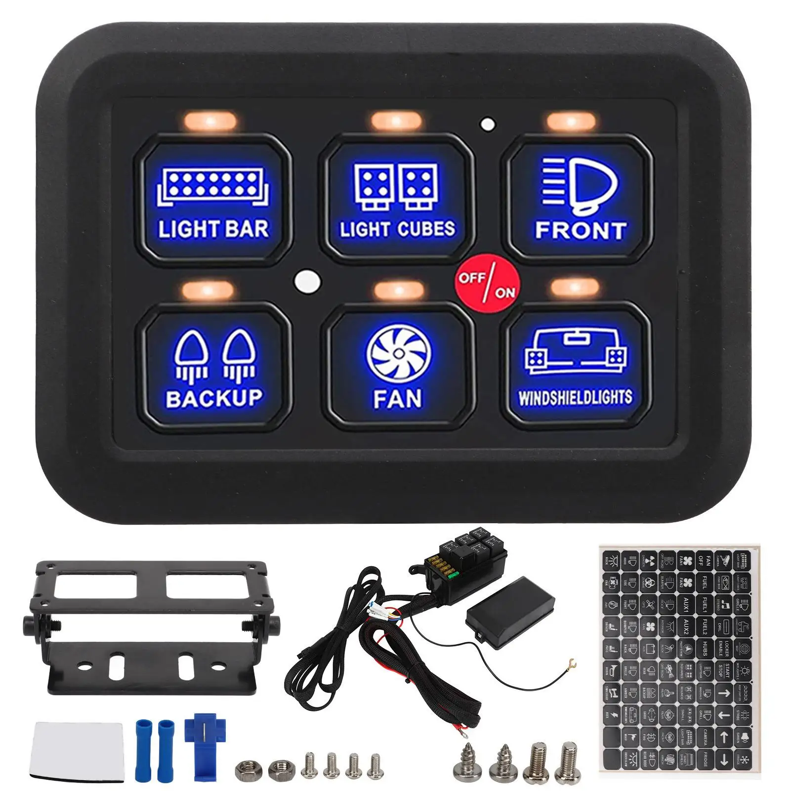 

6 Gang LED Switch Panel Quick Installation Comfortable Visual Effect Automatic Dimmable LED Touch Control Panel for vehicle