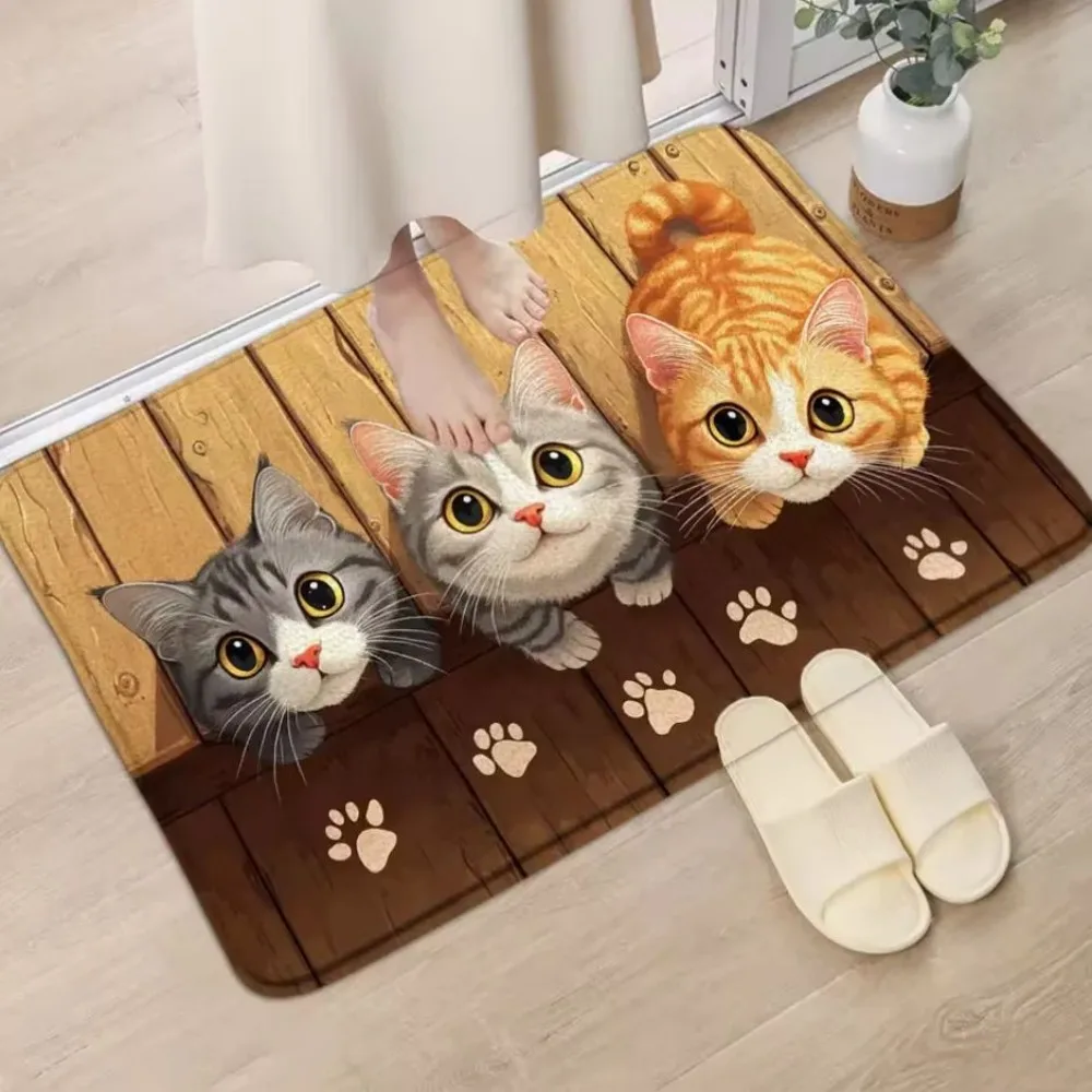 VIKAMA Non-slip Cat Paw Print Doormat Cute for Entryway Bathroom Home