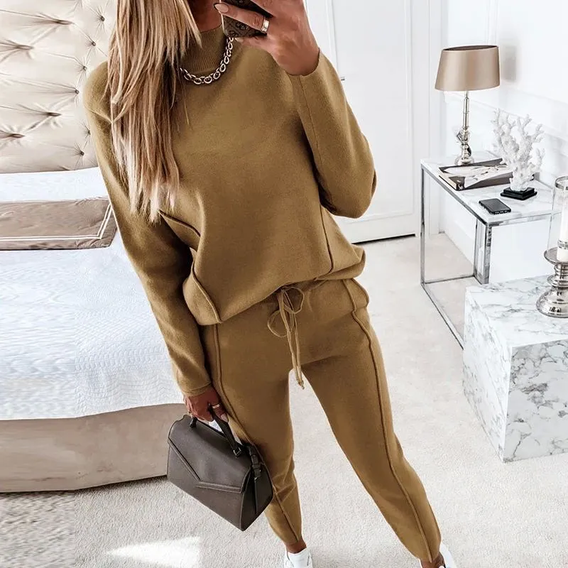 Ele femmes deux pièces ensembles Trasuit Turtlene sweat Dstr fibre lyrique automne Faion dames costume
