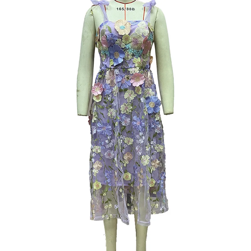 Elegant Boho Women's Summerlong Dress Flower Square Neck Beach Sundress Spaghetti Straps Sleeveless Backless Maxi Dresses Платье